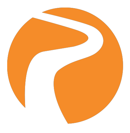Pathways circle logo, a white path running in the middle of orange circle